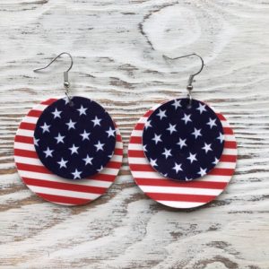 4th of July Patriotic Synthetic Leather Earrings