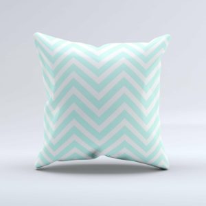 Light Teal & White Sharp Chevron  Ink-Fuzed Decorative Throw Pillow