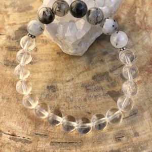 Black Tourmaline & Crystal Quartz Stretch Bracelet