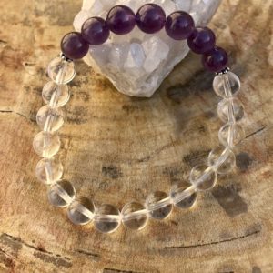 Amethyst & Crystal Quartz Stretch Bracelet