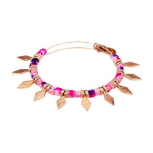 Alex And Ani Coral Spearhead Beaded Bangle Shiny Rose Gold Bracelet